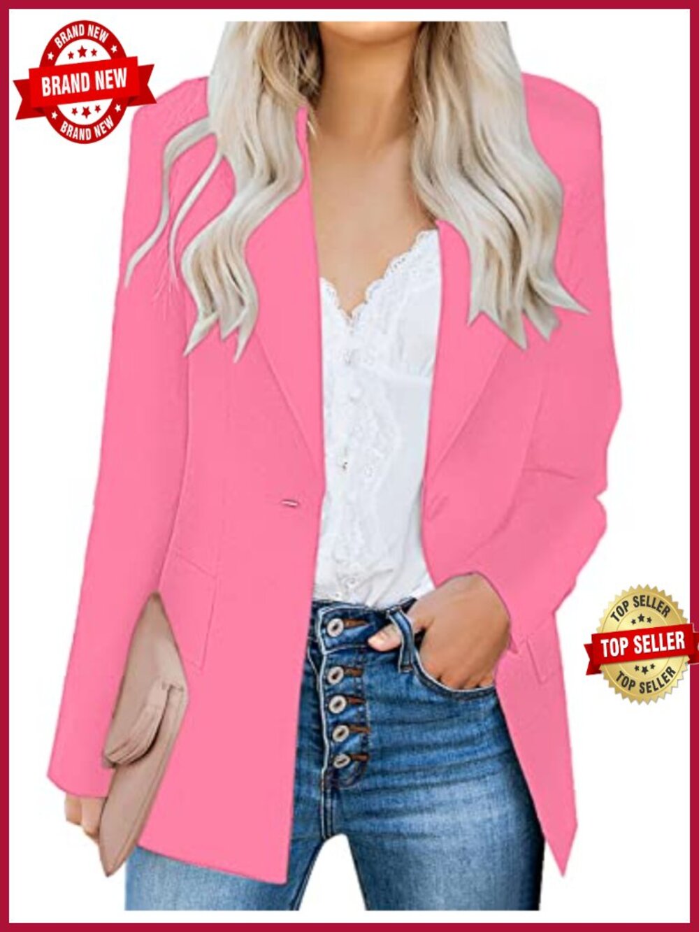 Linen Blend Slim Fit Long Sleeve Notch Lapel Button Blazer Work Office